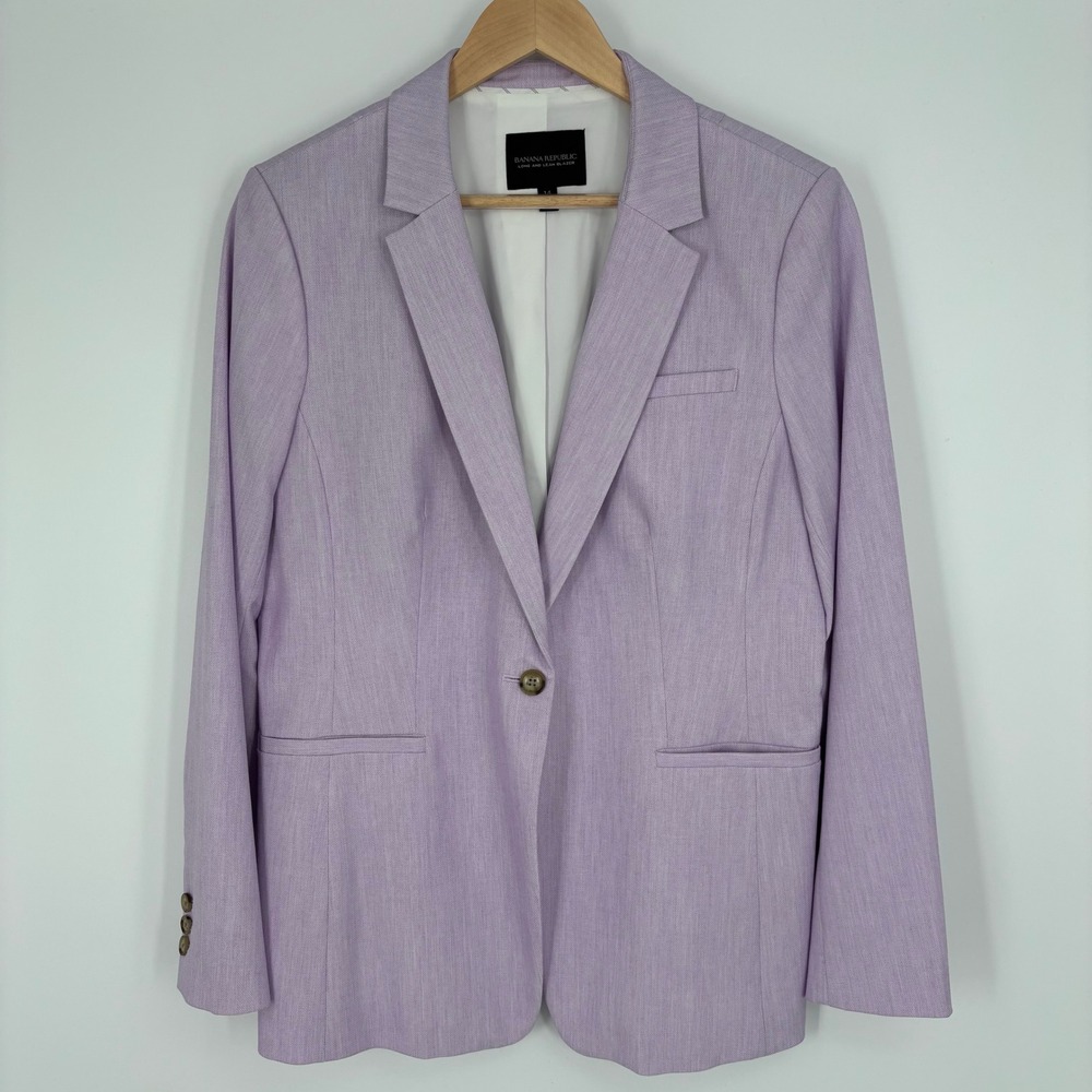 Banana Republic Long and Lean Blazer Womens 14 Lavender Purple Office Career